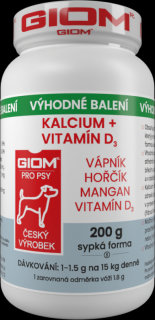 Giom S Kalcium+D3 pro psy a kočky 200g plv