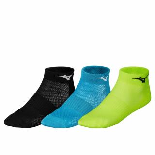 Mizuno Ponožky Training Mid 3P Socks Neolime/Blue/Black Velikost: M