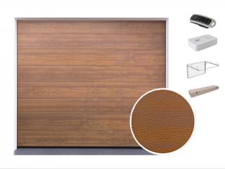 Garážová vrata s pohonem | Woodgrain Zlatý dub, středová drážka Šířka stavebního otvoru (mm): 2500, Výška stavebního otvoru (mm): 2150