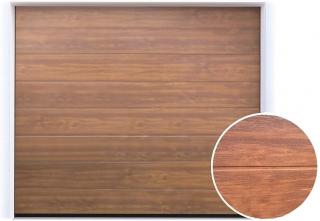 Garážová vrata se zámkem | Woodgrain Zlatý dub, středová drážka Šířka stavebního otvoru (mm): 2375, Výška stavebního otvoru (mm): 2150