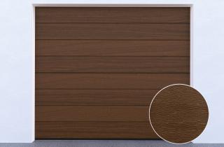 Garážová vrata se zástrčí | Woodgrain Tmavý dub, středová drážka Šířka stavebního otvoru (mm): 2500, Výška stavebního otvoru (mm): 2150