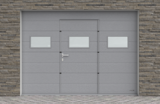 Sekční garážová vrata s dveřmi DoorHan, 2500x2280mm, dveře 900mm