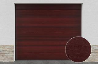 Sekční garážová vrata  | Woodgrain Mahagon, středová drážka Šířka stavebního otvoru (mm): 2750, Výška stavebního otvoru (mm): 2030