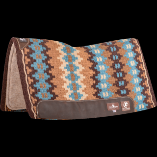 Classic Equine Zone™ Wool Top Zoombang™ Pad 32x34  - 3/4  (2021 - Coffee/Turquoise)