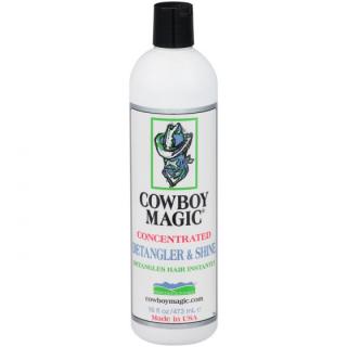 Cowboy Magic Detangler  Shine 16 oz. (473 ml) (Napomáhá dokonalému okamžitému rozčesání u všech typů srsti, hřívy nebo vlasů nezávisle na tom, jak náročné na zvládnutí jsou.)