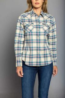 Kimes Ranch - Ladies stroker plaid top - Dark blue
