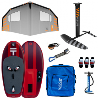 Set nad 90 Kg - Plovák Theoboards 180 l RED + Wing RRD Grey 6.5m² + Hydrofoil RRD 2400cm² Velikost v m²: 6.5m², Výtlak plováku: 180 l, Velikost foilu:…