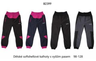 Kalhoty chlapecké a dívčí softshellové podšité flísem  (4 barvy) WOLF, VELIKOST 98-128 barva: tmavěmodrá dívčí, velikost: 104
