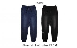 Kalhoty chlapecké riflové (2 barvy) WOLF,VELIKOST 128-164 barva: černá, velikost: 140