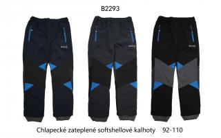 Kalhoty chlapecké softshellové podšité flísem (3 barvy) WOLF,VELIKOST 92-110 barva: tmavěmodrá, velikost: 92