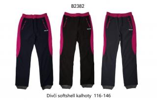 Kalhoty dívčí softshellové jarní tenké  (3 barvy) WOLF, VELIKOST 116-145 barva: černá, velikost: 128