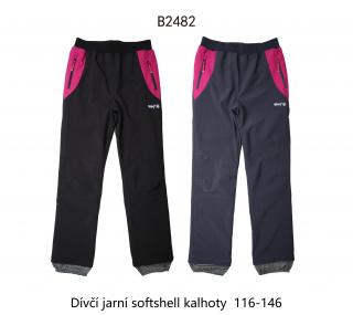 Kalhoty softshellové dívčí tenké(2 barvy) WOLF,VELIKOST 116-146 barva: tmavěšedá, velikost: 146