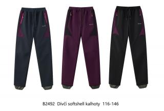 Kalhoty softshellové dívčí teplé (3 barvy) WOLF, VELIKOST 116-146 barva: tmavěmodrá, velikost: 140