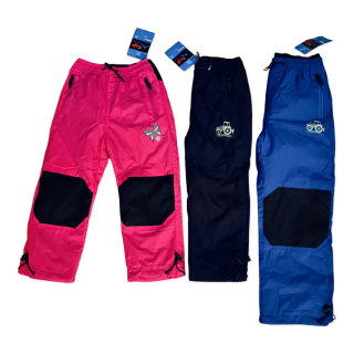 Kalhoty šusťákové dětské podšité flísem (3 barvy) KUGO, VELIKOST 98-128 barva: tmavěmodrá, velikost: 104
