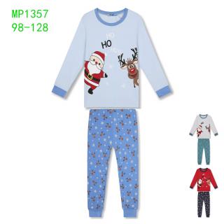 Pyžamo dětské vánoční (3 barvy) KUGO,VELIKOST 98-128 barva: šedý melír, velikost: 104