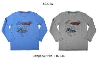 Tričko chlapecké dlouhý rukáv (2 barvy) WOLF,VELIKOST 116-146 barva: šedý melír, velikost: 128