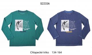 Tričko chlapecké dlouhý rukáv (2 barvy) WOLF,VELIKOST 134-164 barva: zelená, velikost: 140