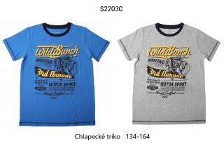 Tričko chlapecké krát rukáv (2 barvy) WOLF,VELIKOST 134-164 barva: modrá, velikost: 134