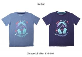 Tričko chlapecké krátký rukáv (2 barvy) WOLF, VELIKOST 116-146 barva: modrošedá, velikost: 140