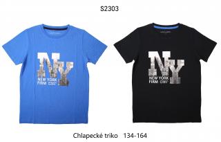 Tričko chlapecké krátký rukáv (2 barvy) WOLF,VELIKOST 134-164 barva: modrá, velikost: 140