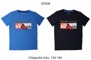 Tričko chlapecké krátký rukáv (2 barvy) WOLF,VELIKOST 134-164 barva: modrá, velikost: 146