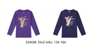 Tričko dívčí dlouhý rukáv (2 barvy) WOLF, VELIKOST 134-164 barva: tmavěmodrá, velikost: 164
