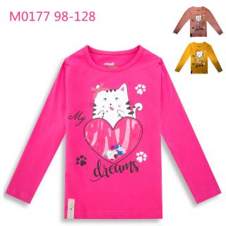 Tričko dívčí dlouhý rukáv (3 barvy) KUGO, VELIKOST 98-128 barva: růžová, velikost: 98