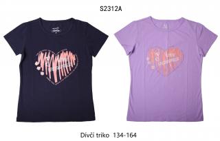Tričko dívčí krátký rukáv (2 barvy) WOLF,VELIKOST 134 -164 barva: fialková, velikost: 158