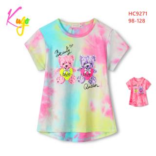 Tričko dívčí krátký rukáv (3 barvy) KUGO,VELIKOST 98-128 barva: růžovožlutá, velikost: 104