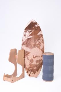 Balanční deska Woodboards Surf ANGRY PIKA PIKA - komplet + STOJAN