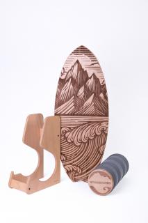Balanční deska Woodboards Surf MountainWave komplet + STOJAN