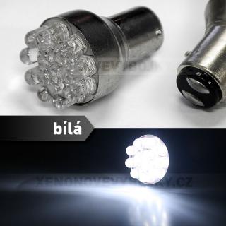 Bílá LED žárovka s paticí BA15D, dvoupólová 21/5W, 12LED, 1ks