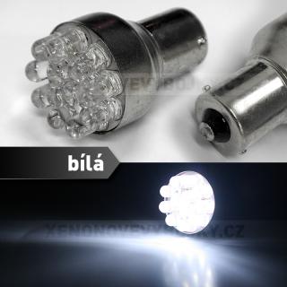 Bílá LED žárovka s paticí BA15S, jednopólová 21W, 12LED, 1ks