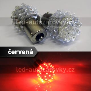 Červená LED žárovka s paticí BA15S, jednopólová 21W, 36LED, 1ks