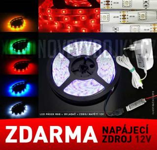 LED pásek - 5m, 7-barevný(RGB) - ZDROJ ZDARMA!