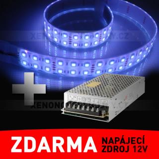 LED pásek - dvouřadý, 5m, modrý - ZDROJ ZDARMA!