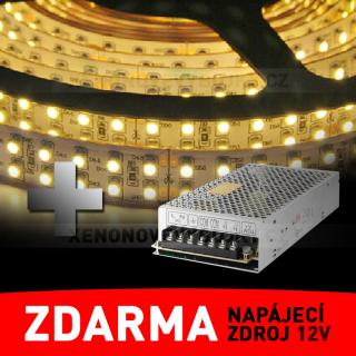 LED pásek - dvouřadý, 5m, žlutobílý - ZDROJ ZDARMA!