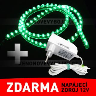 LED pásek - PVC 120cm, zelený - ZDROJ ZDARMA!