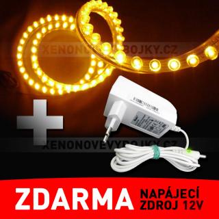 LED pásek - PVC 120cm, žlutý - ZDROJ ZDARMA!