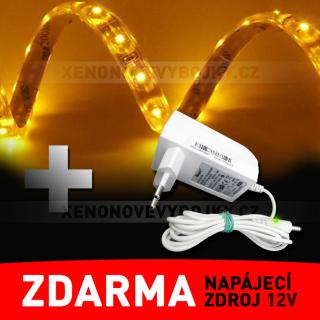 LED pásek - STRIP 120cm, žlutý - ZDROJ ZDARMA!