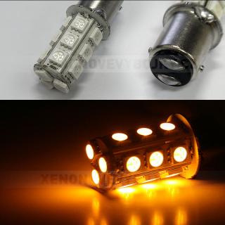 Oranžová LED SMD žárovka s paticí BA15D, dvoupólová, 18ks supersvítivých SMD