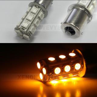 Oranžová LED SMD žárovka s paticí BA15S, jednopólová.