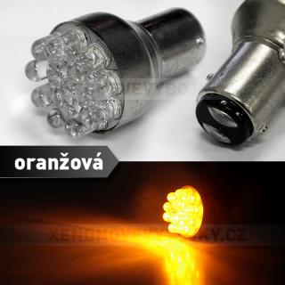 Oranžová LED žárovka s paticí BA15D, dvoupólová 21/5W, 12LED, 1ks