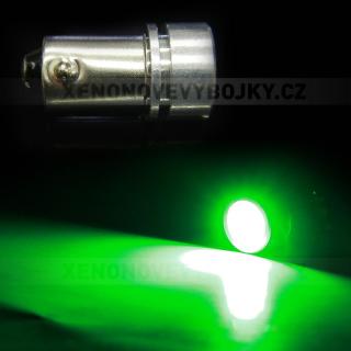 Parkovací světlo - 1x1W LED SMD zelené - patice BA9S, 1ks
