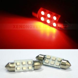 Sufitka červená - Super 6xSMD LED, 41mm
