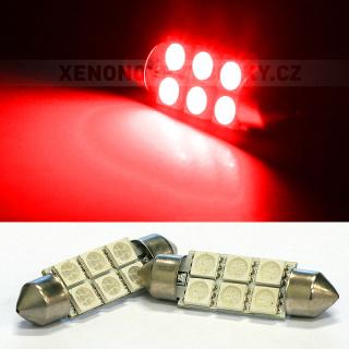 Sufitka červená - Super 6xSMD LED SINGLE, 39mm