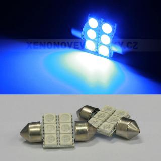 Sufitka modrá - Super Light, 6 SMD LED, 31mm