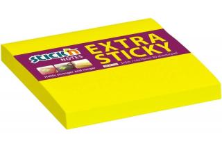 Bloček samolepicí Hopax Extra Sticky 76x76 mm, neonově žlutý, 90 lístků