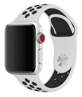 Bíločerný silikonový řemínek pro Apple Watch 42, 44 a 45 mm
