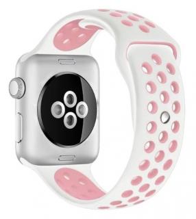 Bílorůžový silikonový řemínek pro Apple Watch 38, 40 a 41 mm